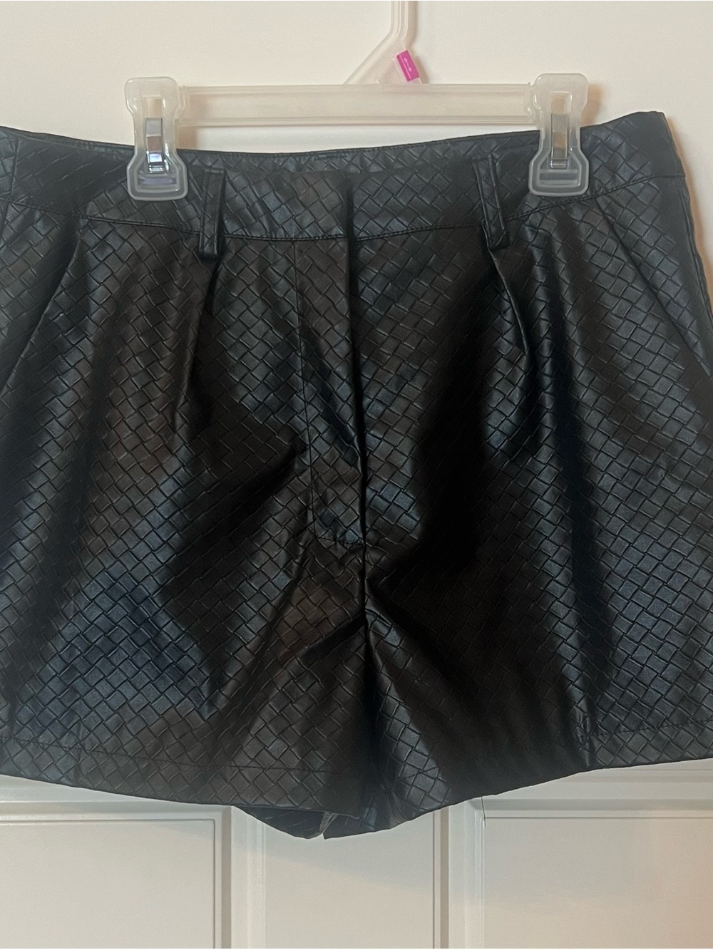 SHEIN Woven Faux Leather Women’s Shorts — Black